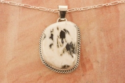 Genuine White Buffalo Turquoise Native American Pendant